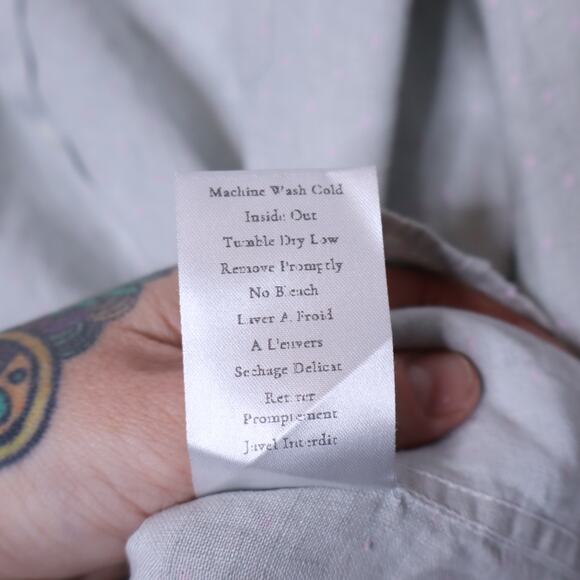 FRANK & EILEEN Barry Tailored Button-Up Shirt Mint Polka Dot Casual Women's M - Picture 13 of 15